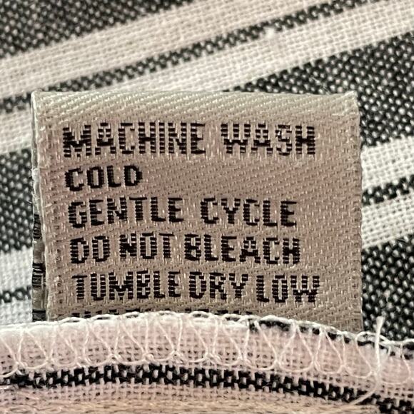 J Gee Gray White Striped Short Sleeve Shirt Dress LARGE Coastal Preppy Travel - Picture 9 of 9